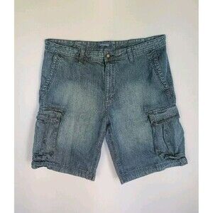 St John's Bay Cargo Denim Distressed Blue Jean Shorts Men's Size 38